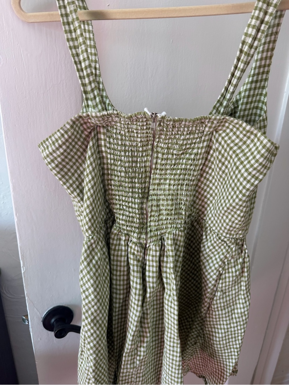 Reformation Olive Green Gingham Dress - Picture 3 of 4